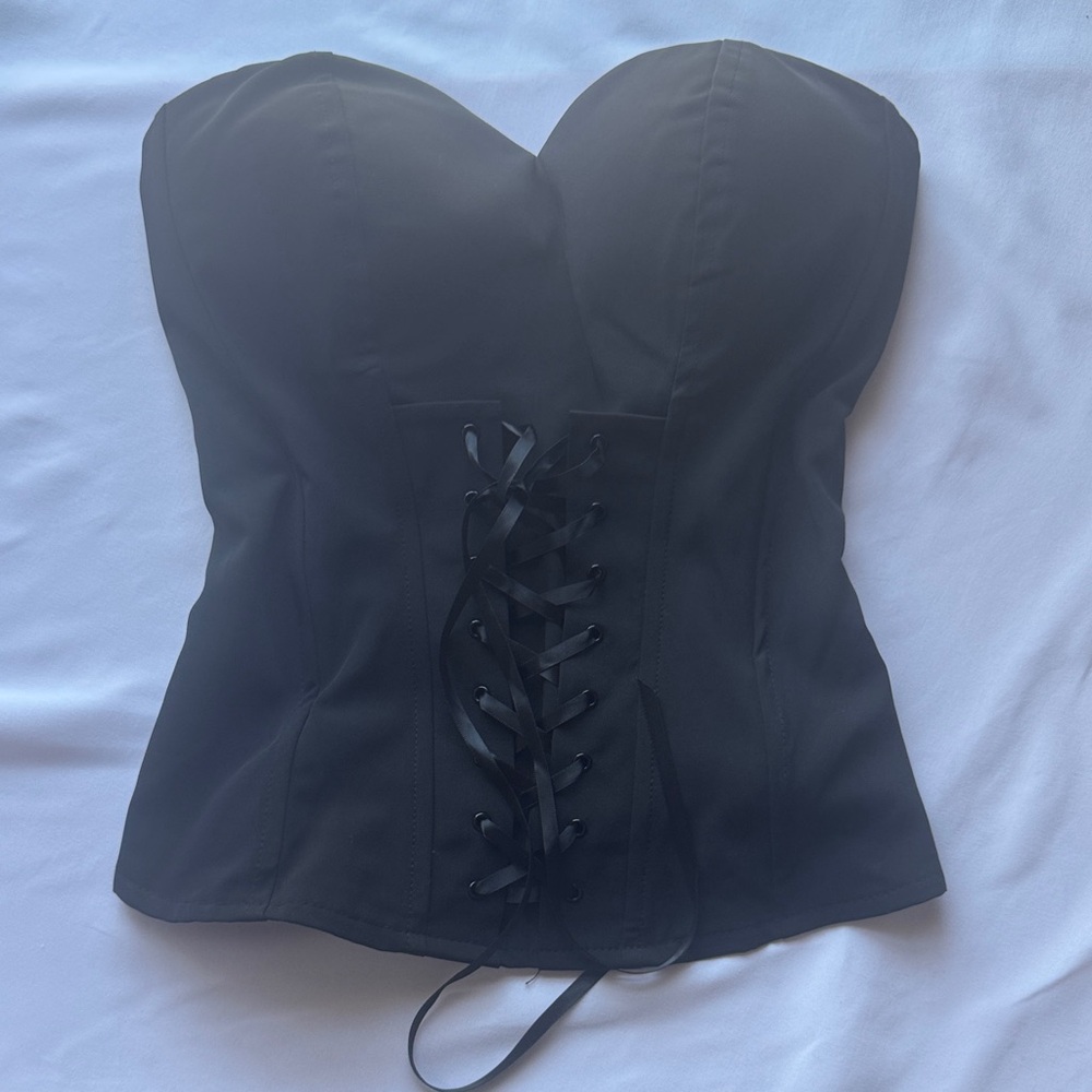 Vintage Charlotte Russe Black Lace-Up Corset Top